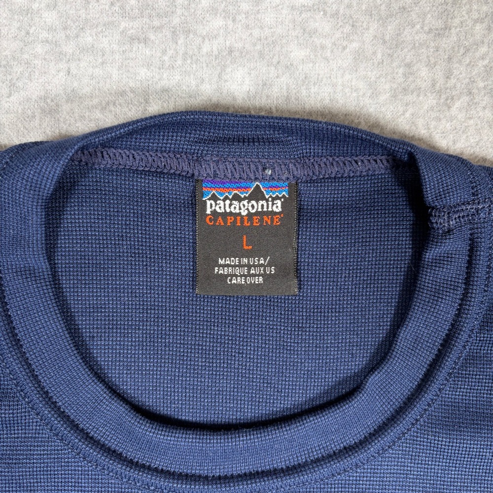 Patagonia Capilene Shirt Mens Large Blue Vintage 90s 1998 USA Made Long Sleeve - Picture 3 of 8